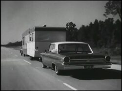Montage: 1963 Chevy in passing acceleration test Stock Footage