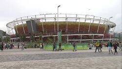 Spectators walking about Barra Olympic Park during Rio 2016 Olympics News Clip