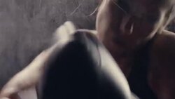 Boxing in the shadow. Struggling with weaknesses Stock Footage