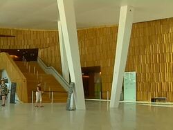 Pan Right Opera House Eastern Norway Oslo Norway Stock Footage