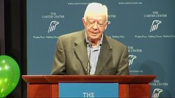 Former President Jimmy Carter celebrated his 90th birthday Wednesday in Atlanta, blowing out three candles representing the past, present and future and thanking family and friends for their support and love. (Oct. 1) News Clip