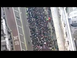 Aerial shots of Pope protesters News Clip