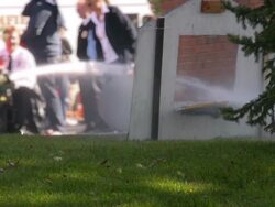Fire Department Open House: Firefighters presenting rescue and safety equipment. Stock Footage