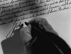 Hand writes the signature of John Hancock Stock Footage