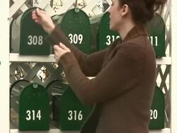 Excited girl checking the mail NTSC Stock Footage