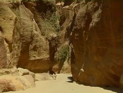 Pull Back Shot The Siq Stone Rock Petra Maan Jordan Stock Footage