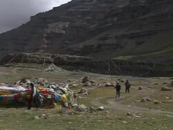 Pan Left Reveal Yamdwar Lhasa TIbet China Stock Footage