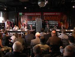 ATMOSPHERE: David Haye vs Dereck Chisora: Press Conference on July 11, 2012 in London, England (Footage by WireImage Video/Getty Images) Stock Footage