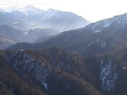 Winter in mountains from air Stock Footage