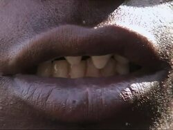 ECU Mouth with sharpen teeth / Republic of Djibouti Stock Footage