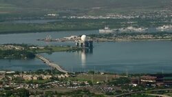 The Sea Based X-Band Radar, a mobile radar station used to detect ballistic missiles, moored in Pearl Harbor, Oahu. Stock Footage