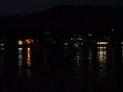 MS Shot of ganges river at night / Rishikesh, Uttarakhand, India Stock Footage
