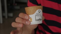 Edible wafer coffee cup aims to reduce waste News Clip