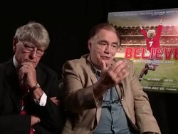 INTERVIEW - Brian Cox on his memories of Sir Matt Busby, the "beautiful game" and the imortance of young players at 'Believe' Interviews Stock Footage