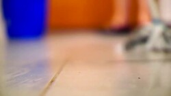 Cleaning the floor with a mop. Stock Footage