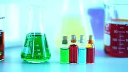 laboratory glassware with color liquid Stock Footage