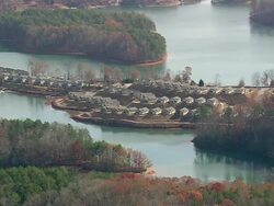 MS AERIAL Shot of row houses near lake Keowee / South Carolina, United States Stock Footage