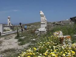 Shrine of Dionysus, Delos Island, Greece Stock Footage