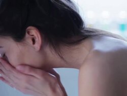 Beauty, washing face Stock Footage