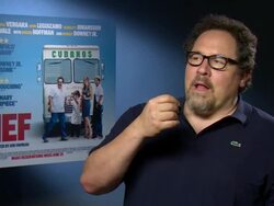 INTERVIEW - Jon Favreau on working on his next film 'The Jungle Book', trying to find time to diet after filming for 'Chef' at 'Chef' Interviews Stock Footage