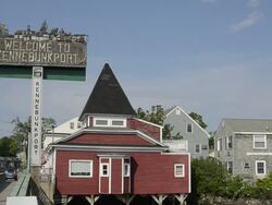 MS Welcome signboard in city / Kennebunkport, Vermont, United States Stock Footage