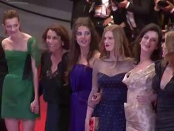 Bertrand Bonello (L), Noemie Lvovsky, Esther Garrel, Judith Lou Levy Stock Footage