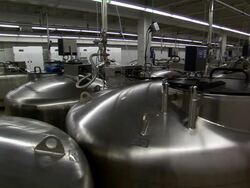 Slow pan of cryogenic storage tanks. Stock Footage