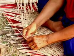 HD:Hand of senior worker making wickerwork. Stock Footage