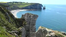 Cliffs at ï¿½tretat in Normandie Stock Footage