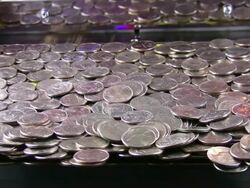 Arcade coin operated machine. Casino style lighting equipment. Game tables. Stock Footage