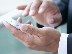  TU Businessman using smart phone / Seattle, Washington, United States Stock Footage