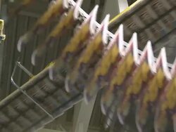 MS Conveyor belts at newspaper print office / Frankfurt, Hesse, Germany Stock Footage