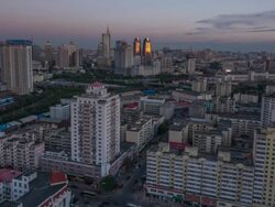 Nightfall Timelapse of Harbin Cityscape, China (Wide View) Stock Footage