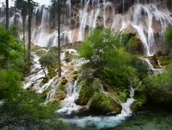 waterfall at Jiuzhaigou, Sichuan, China Stock Footage