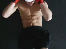 man doing crunches with bicycles Stock Footage