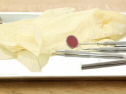 Dentist gloves and tools Stock Footage