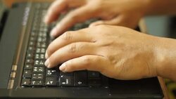 men's hands typing on keyboard  computer Stock Footage