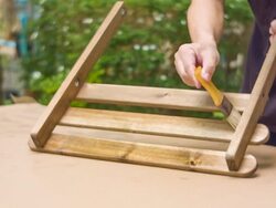 Man paint oil on wood Stock Footage