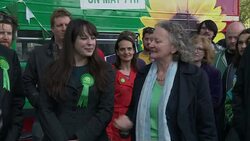 General Election 2015 - Green Party Launch Battle Bus In Bristol News Clip