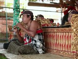 MS Shot of man playing flute AUDIO / Bali, Indonesia Stock Footage