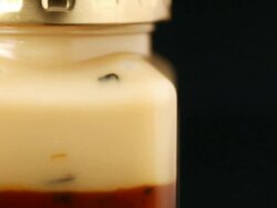 ECU TD Bottle of jam in black backdrop / Seoul, South Korea Stock Footage