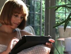 Woman with tablet Stock Footage