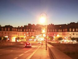 HD panning shot: Blois Cityscape and cathedral France at night Stock Footage