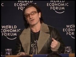 U2 frontman joins business and political leaders at top meeting News Clip