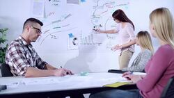 Defining the plan on the whiteboard Stock Footage