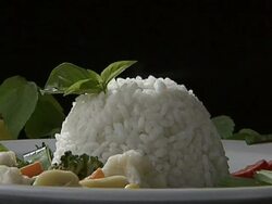 Rice with vegetable on plate Stock Footage