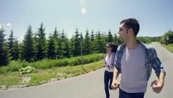 Couple jogging in nature Stock Footage