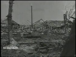 1944: BATTLE OF GUAM: VS U.S. 3rd Marine Division &amp; 77th Infantry Regiment soldiers advancing inland, retaking U.S. Marine Barracks Naval Station Guam, plaque. VS Soldiers helping native Chamorro children onto transport tank. WWII, Pacific Front Instructional Video