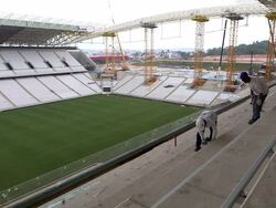 Construction At Arena De Sao Paulo Continues Stock Footage