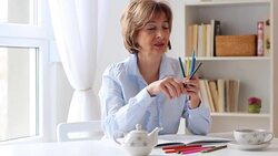 Mature Woman Coloring Book Stock Footage